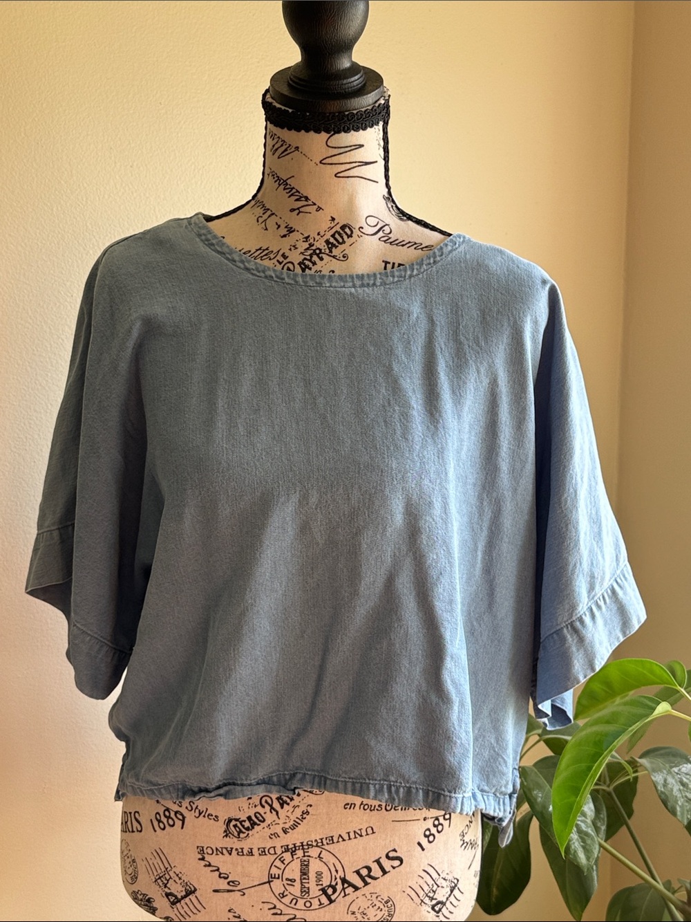 DKNY Dusty Blue Boxy Crop Top